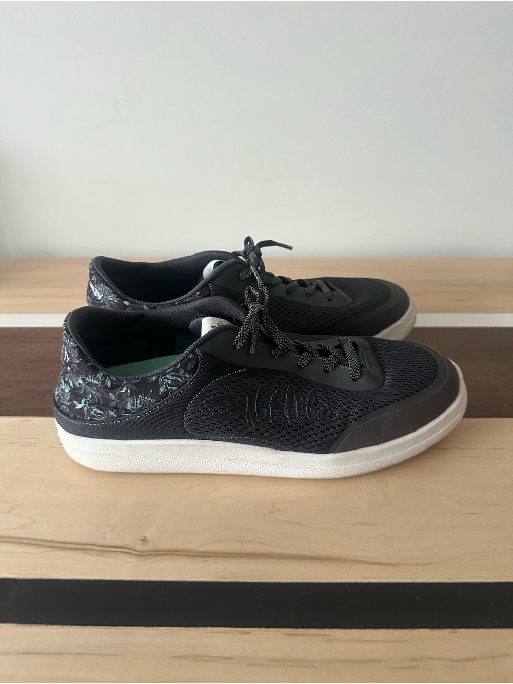 Salt Life Black Sneakers with Teal Floral Collar